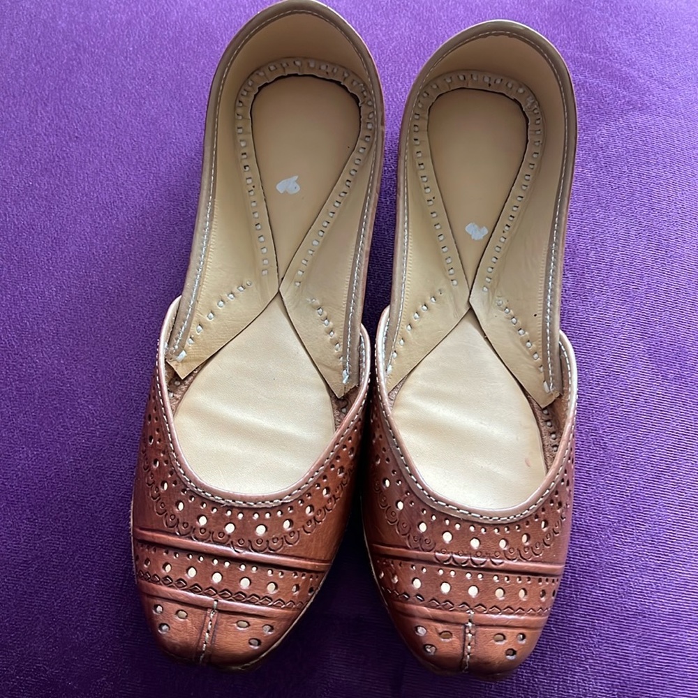 Natural brown khussa jutties shoes Size 7 - 7.5 New